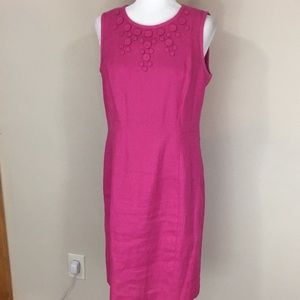 Talbots Pink Sleeveless Linen Blend Sheath Dress Buttons Detailing 10